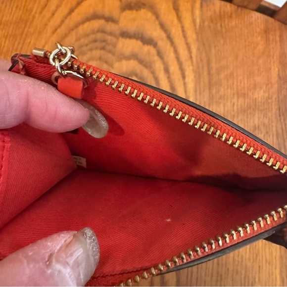 Coach Zip Key Chain Wallet Orange Plastic ID Cover Gold Hardware - Picture 2 of 4